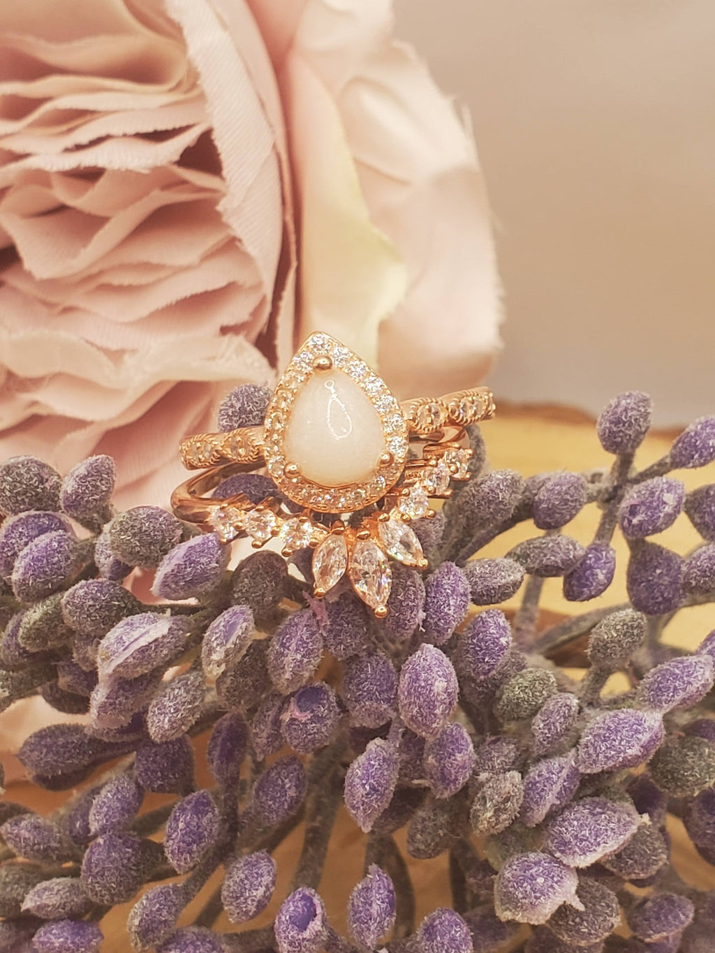 Bryony With Curved CZ Stacking Ring