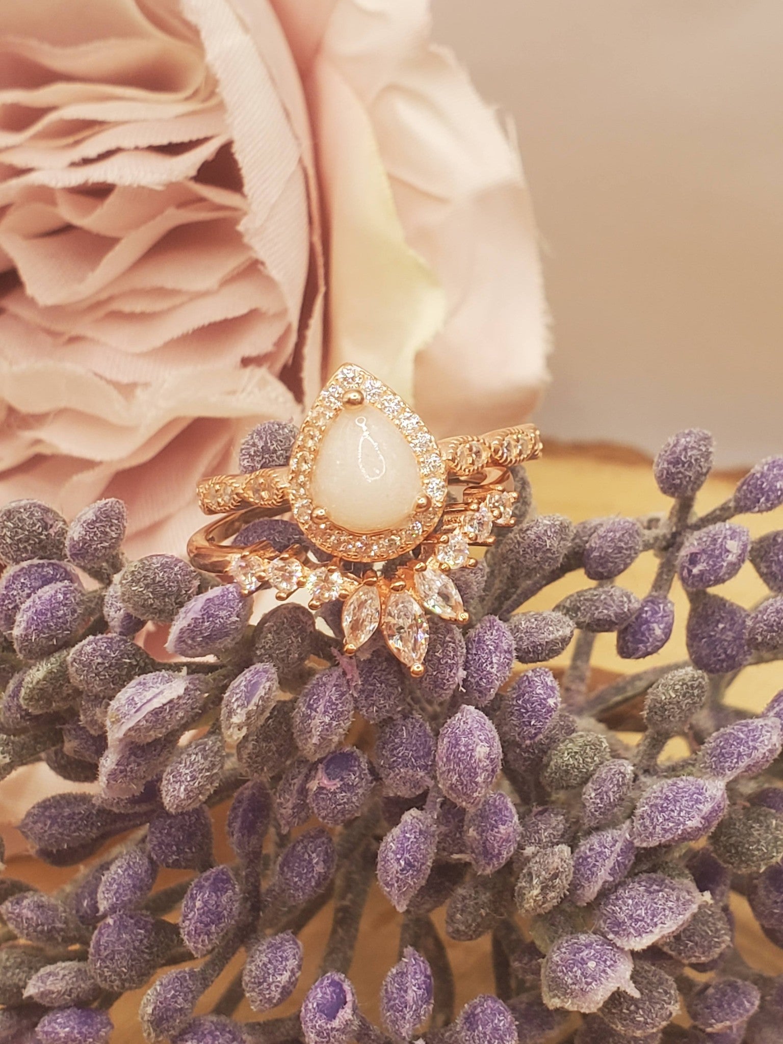 Bryony With Curved CZ Stacking Ring